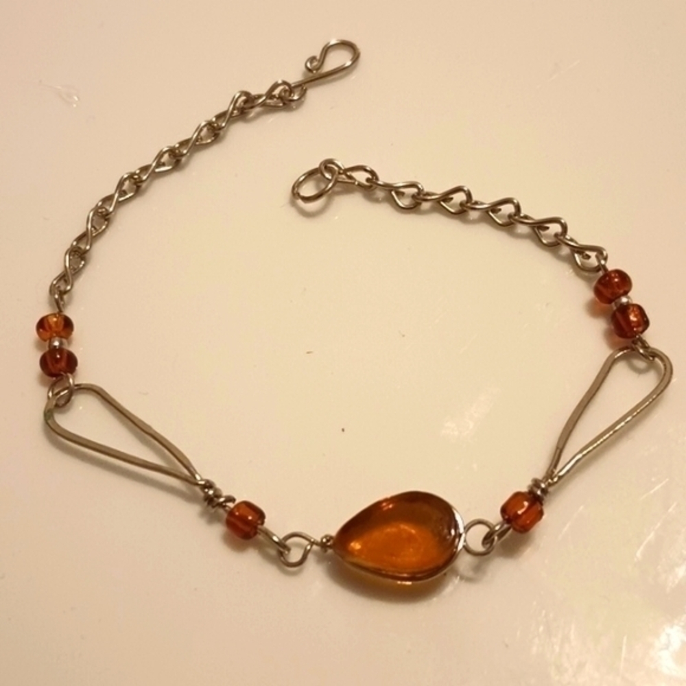 Peru Silver Glass Beads Bracelet